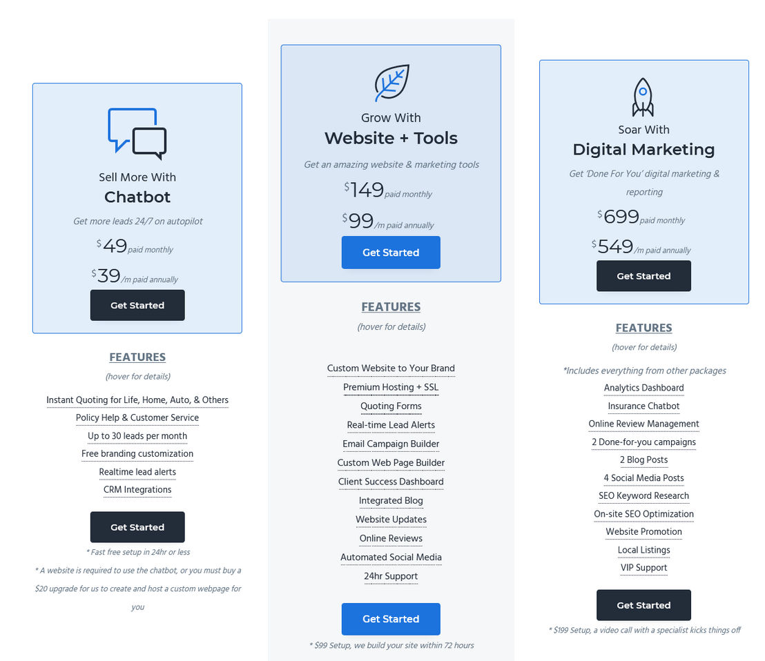 Leadsurance pricing 2