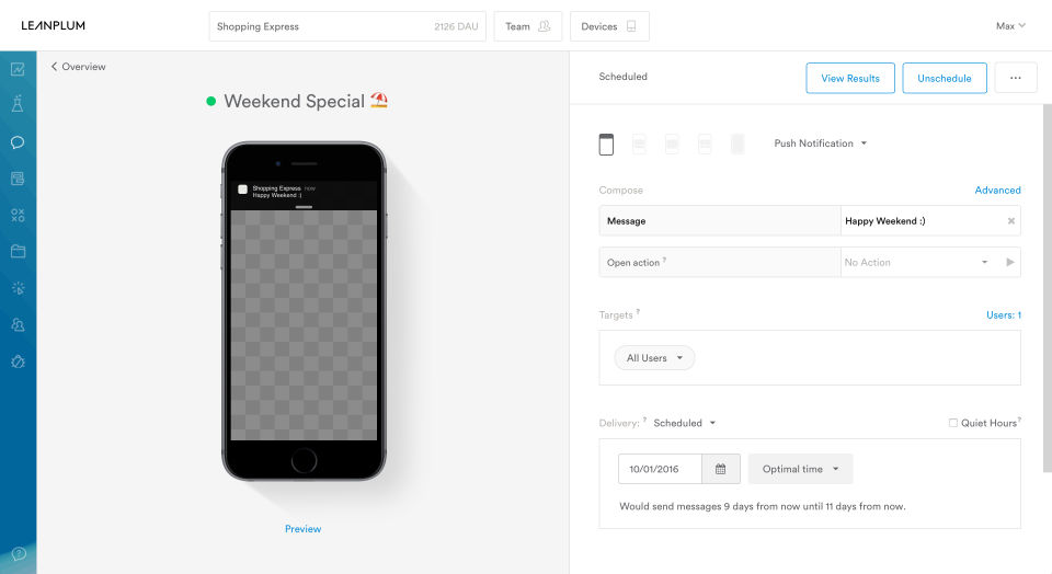 Leanplum screenshot 1