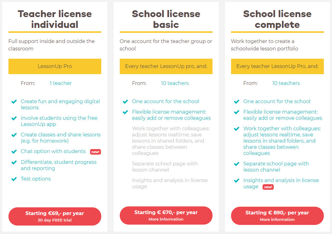 LessonUp pricing 1