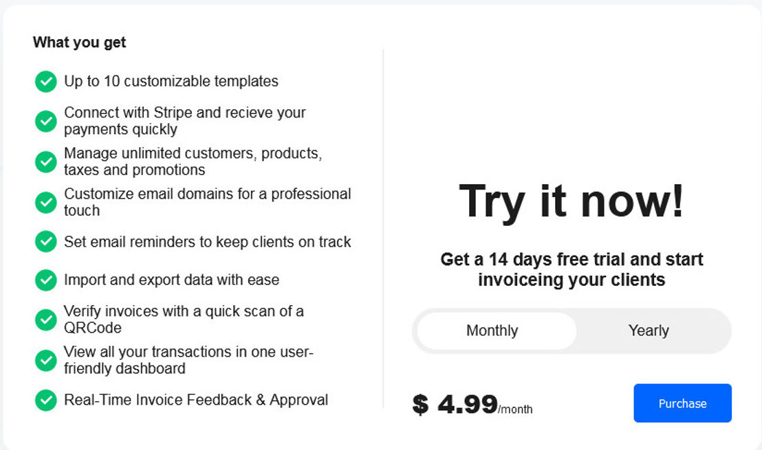 Light Invoice pricing 1