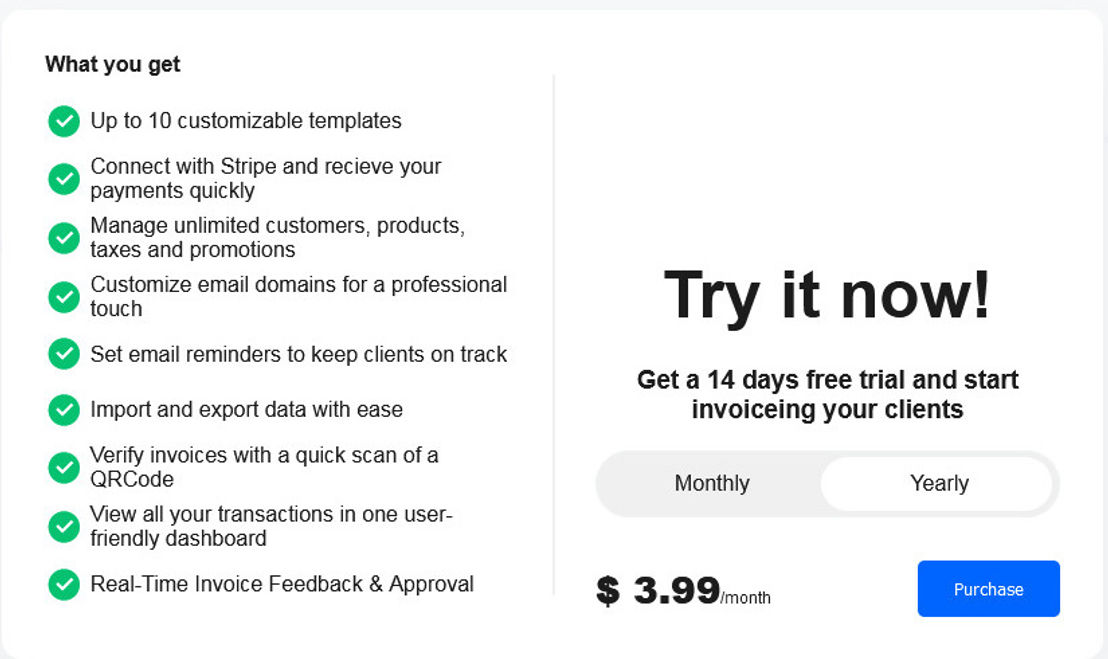 Light Invoice pricing 2