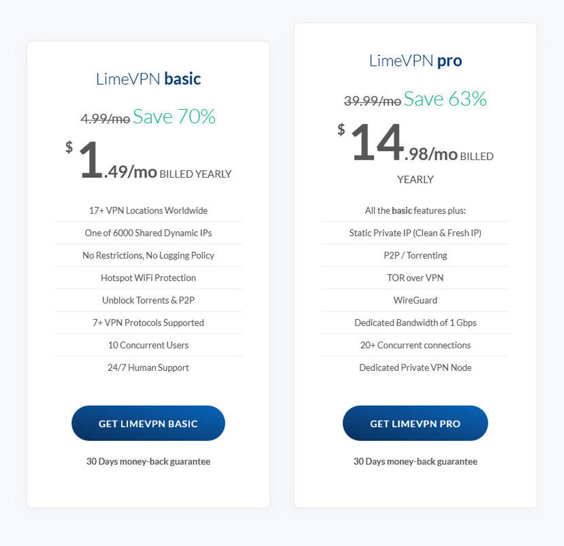 LimeVPN screenshot 2