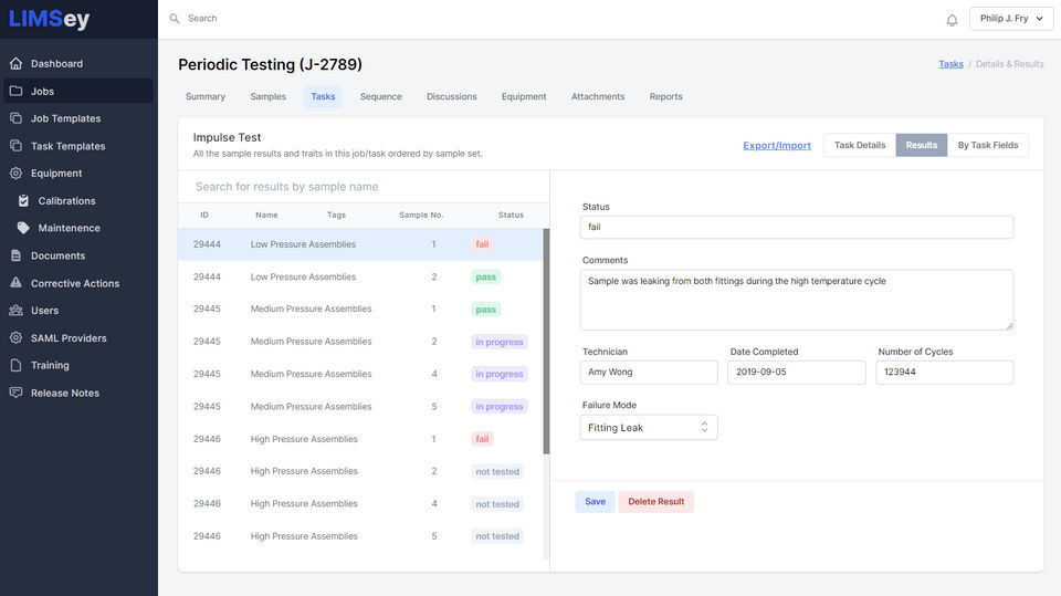 LIMSey screenshot