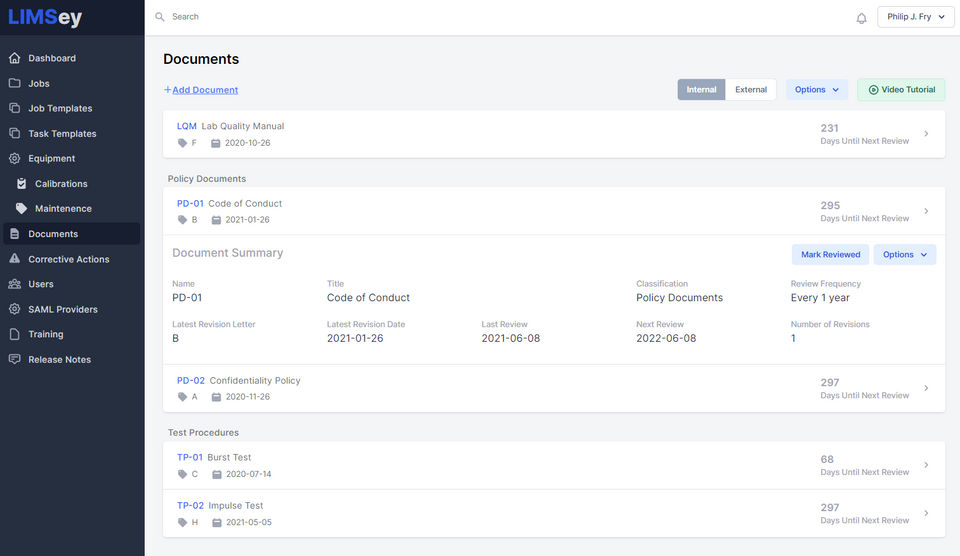 LIMSey screenshot