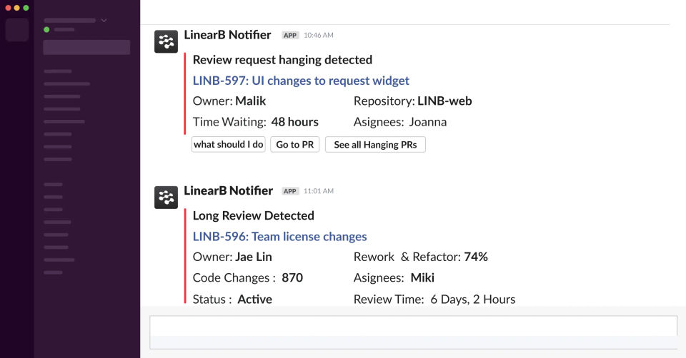 LinearB screenshot