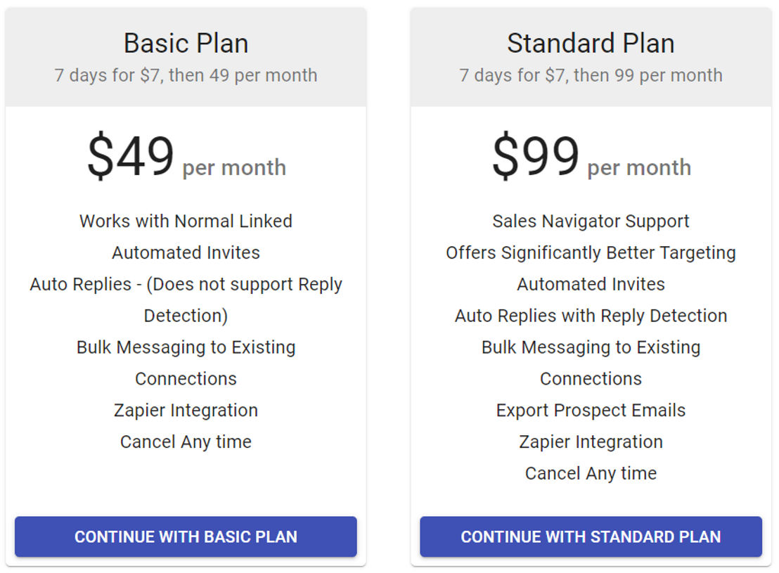 LinkedProspect pricing 1