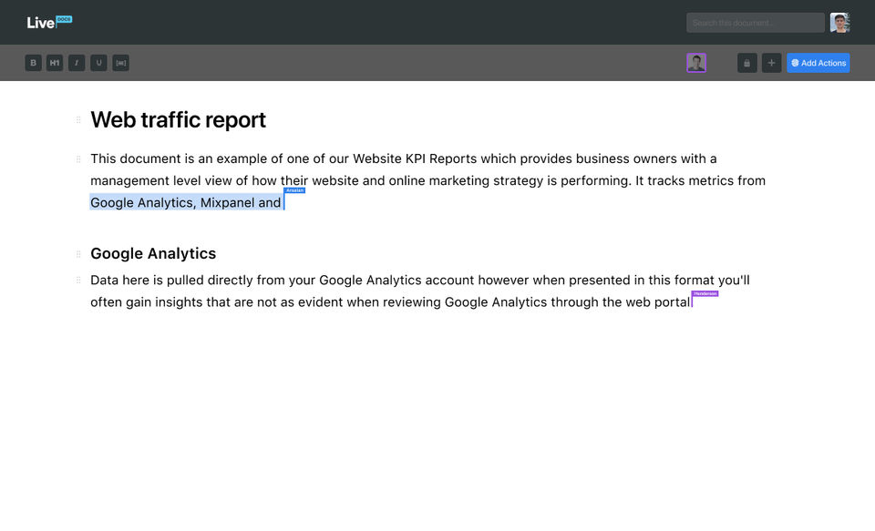 LiveDocs screenshot