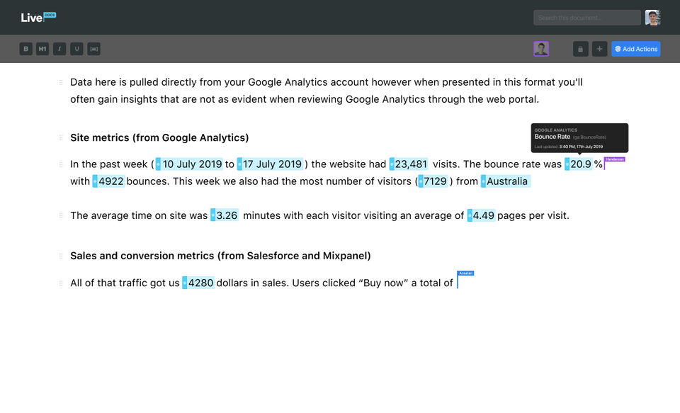 LiveDocs screenshot