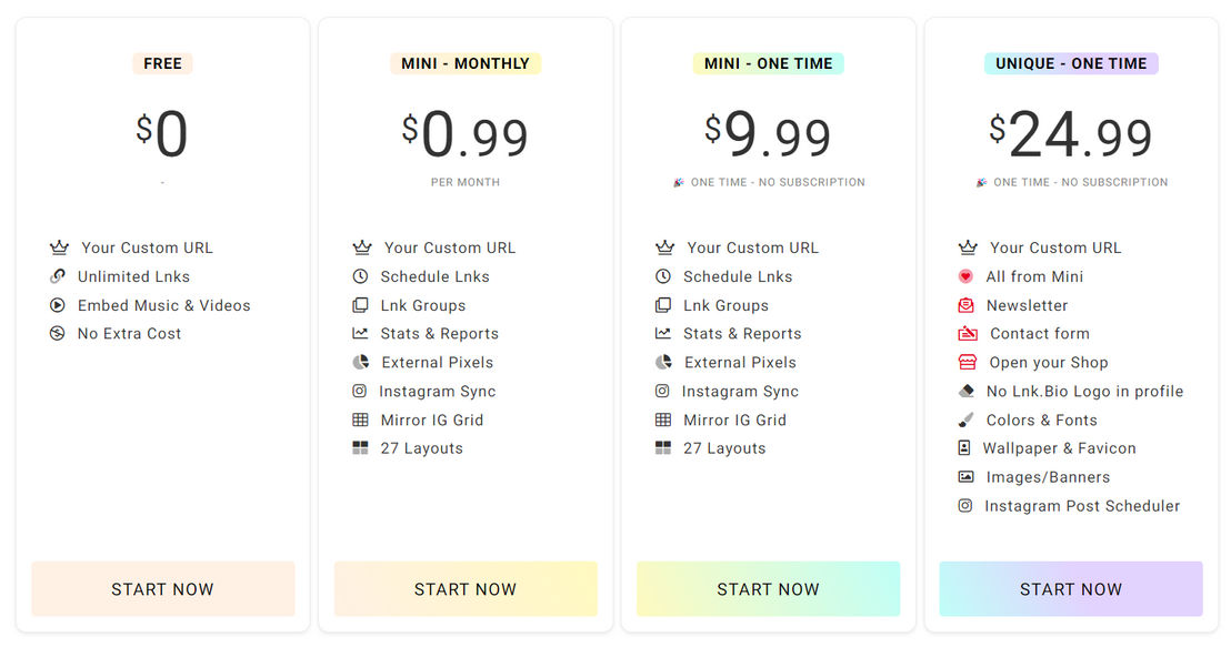Lnk.Bio pricing 1
