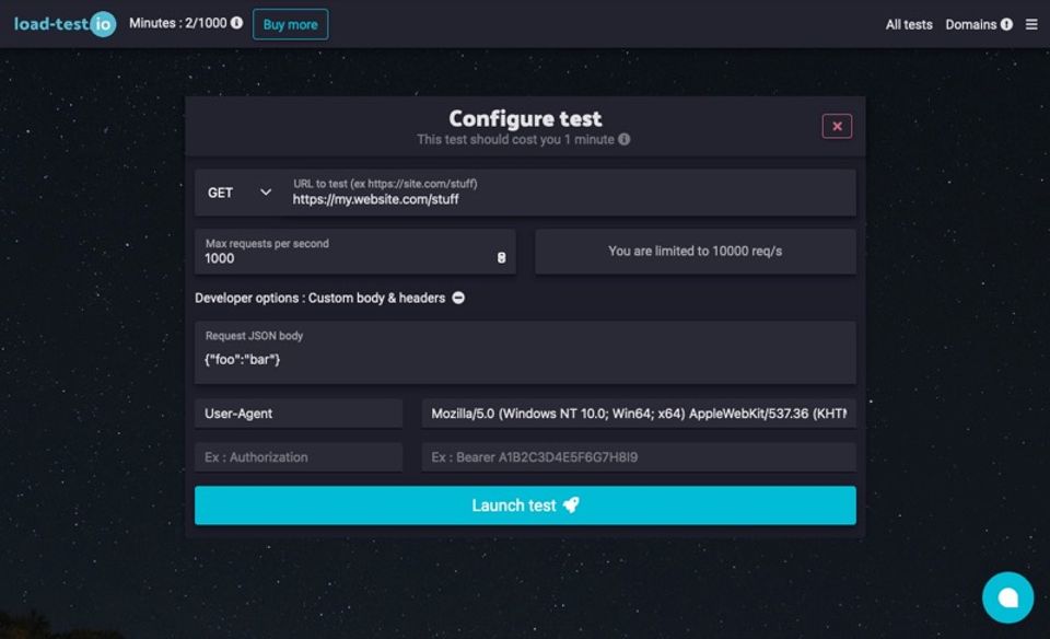 Load-test.io screenshot 3