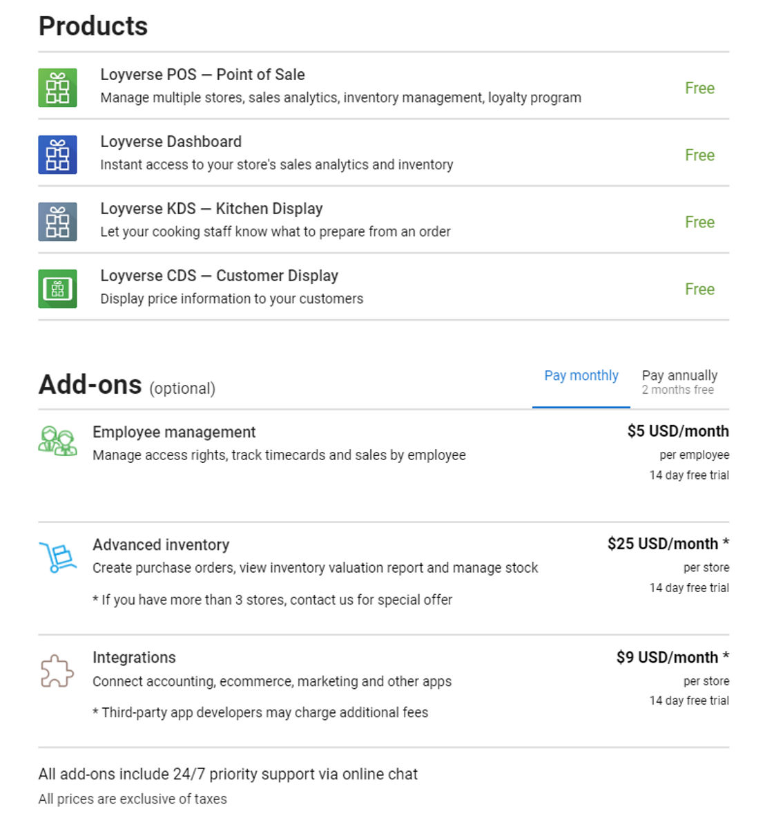 Loyverse POS pricing 1
