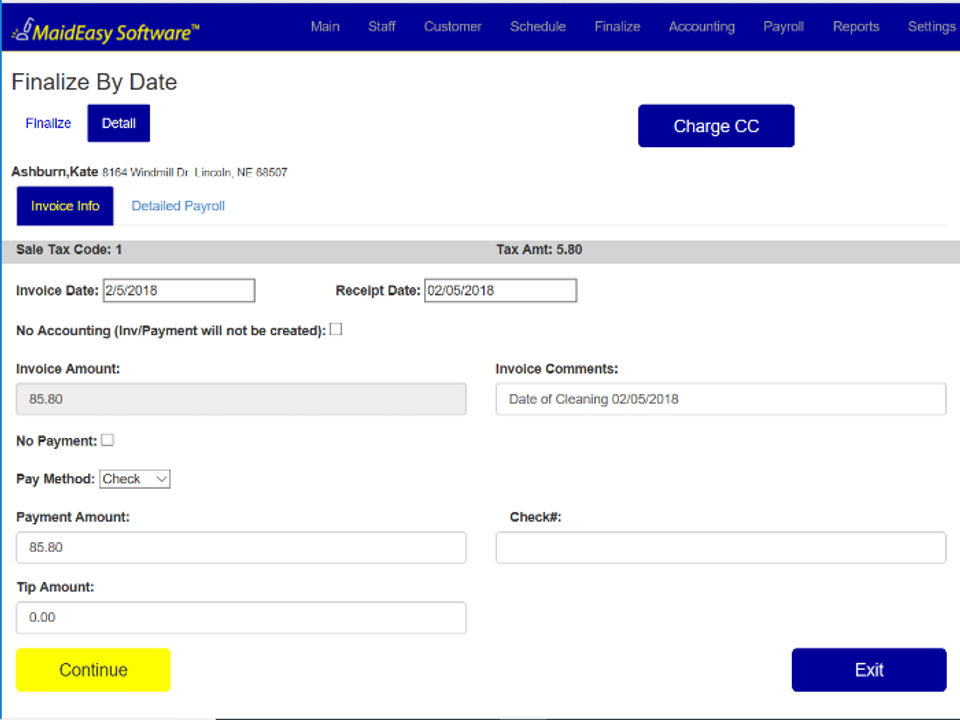 MaidEasy Software screenshot 4