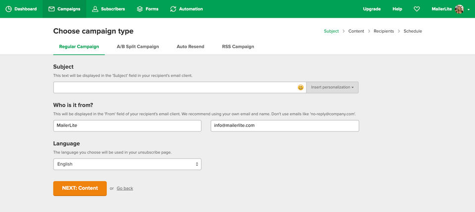 MailerLite screenshot 4