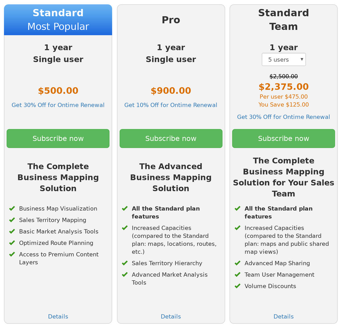 Map Business Online pricing 1