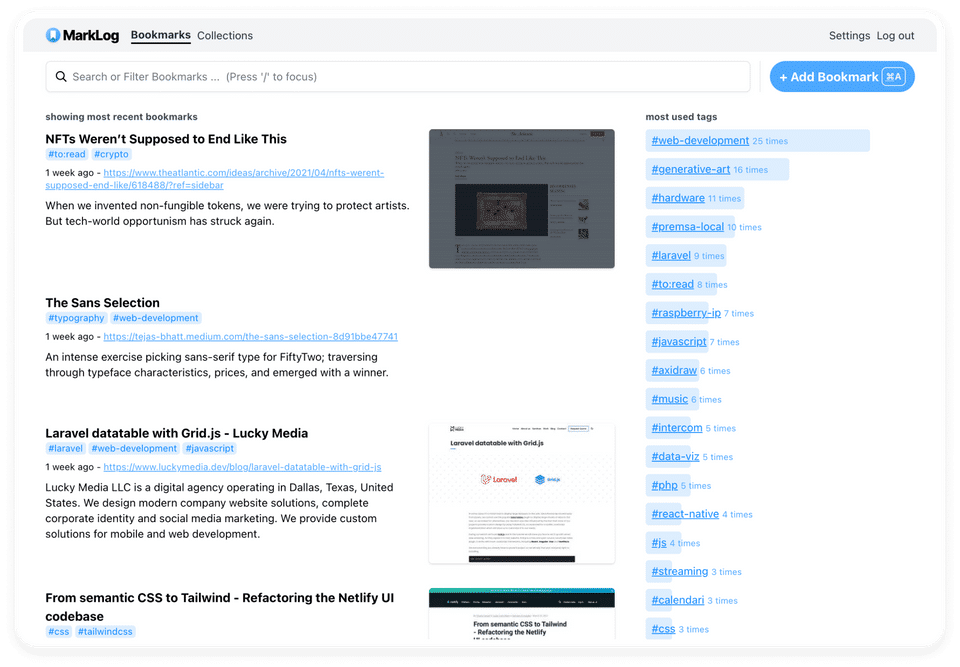 Marklog screenshot 2