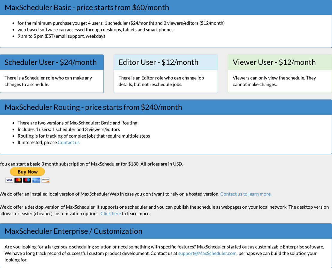 MaxScheduler pricing 1