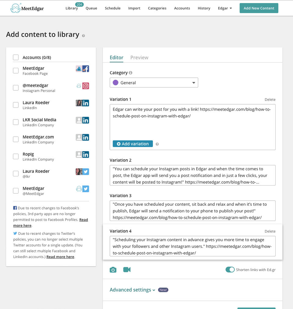 MeetEdgar screenshot 1