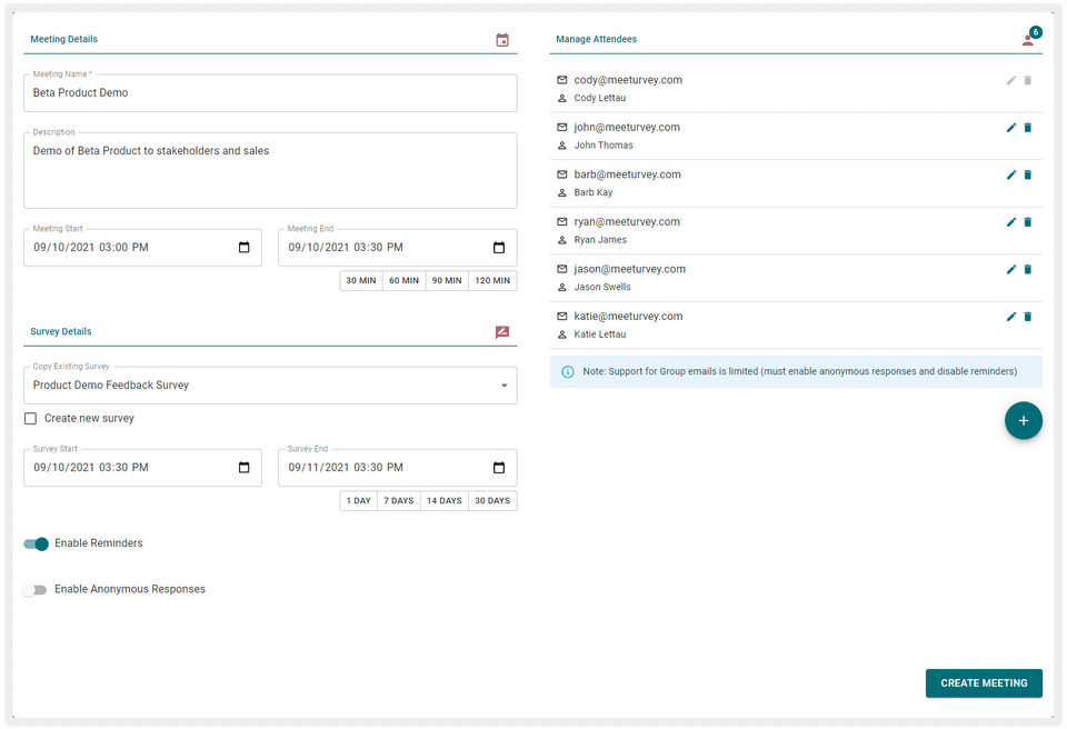Meeturvey screenshot 3