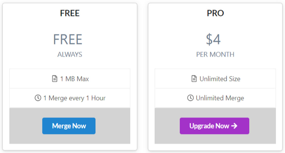 Merge Spreadsheets pricing 1