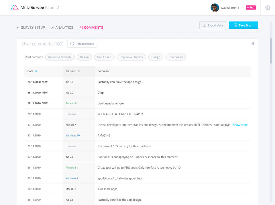 MetaSurvey screenshot 1