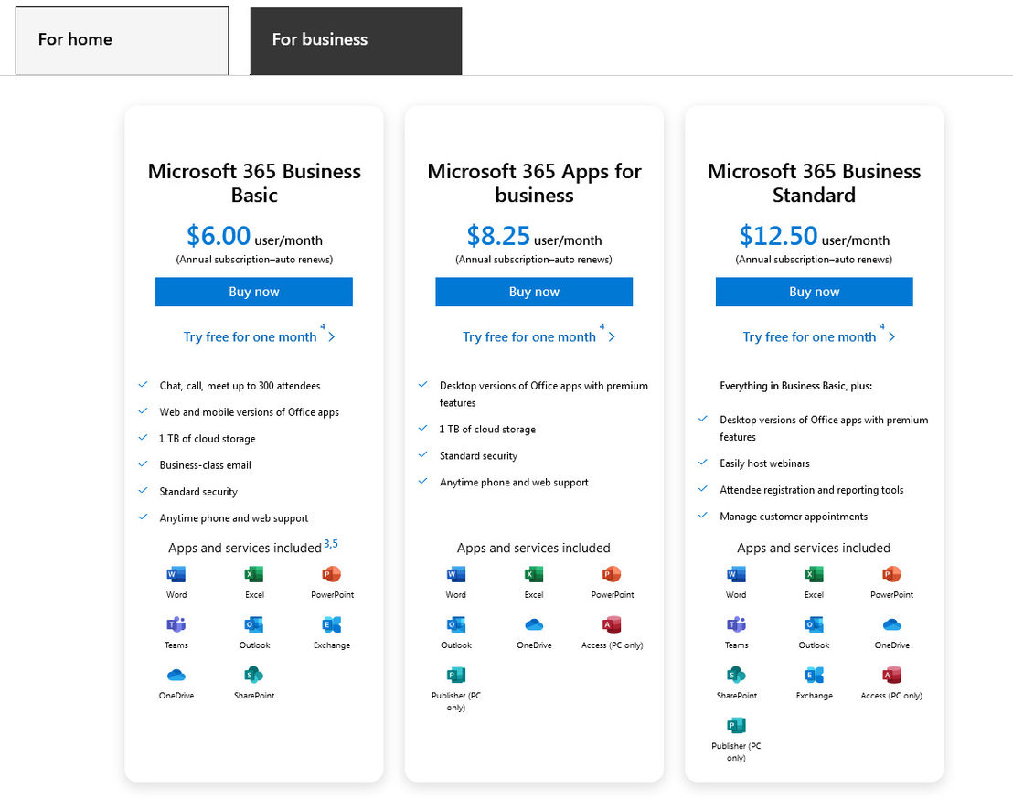Microsoft 365 pricing 1