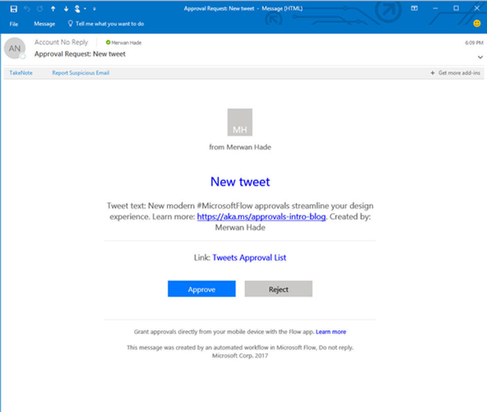 Microsoft Flow screenshot 2