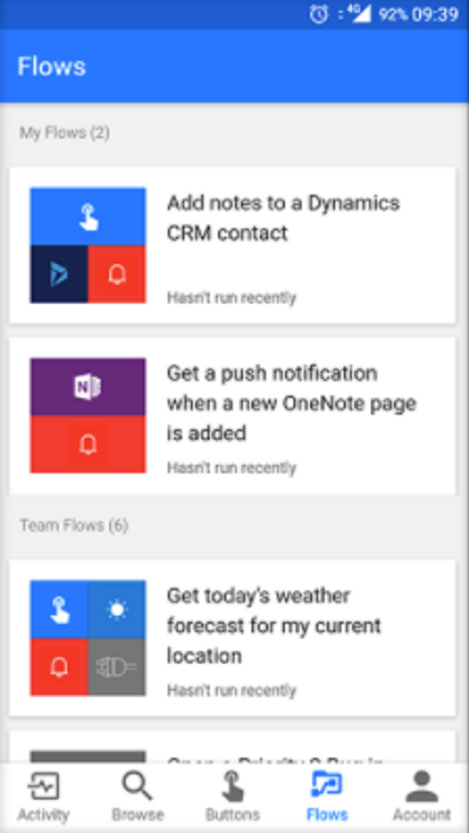 Microsoft Flow screenshot 1