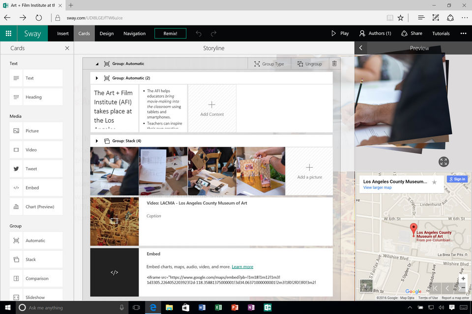 Microsoft Sway screenshot
