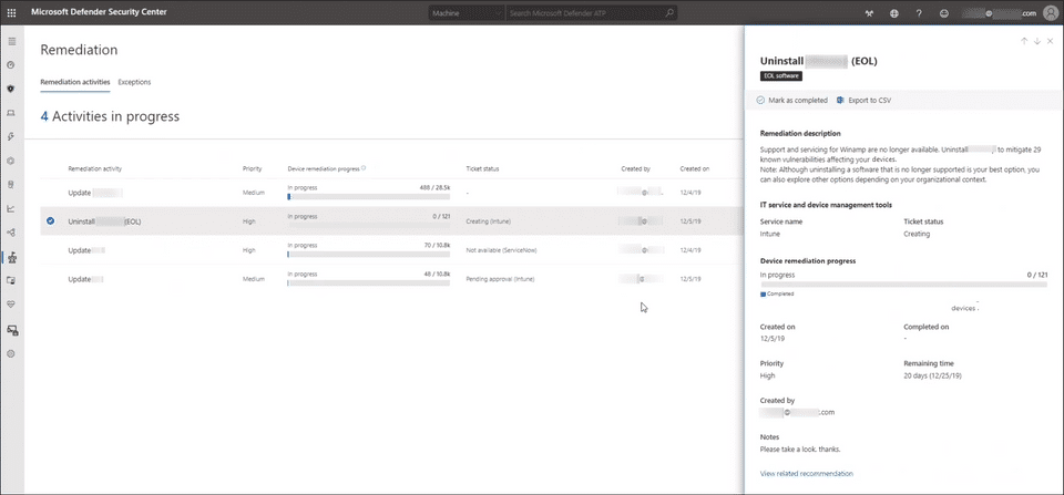 Microsoft Threat Vulnerability Management screenshot 1