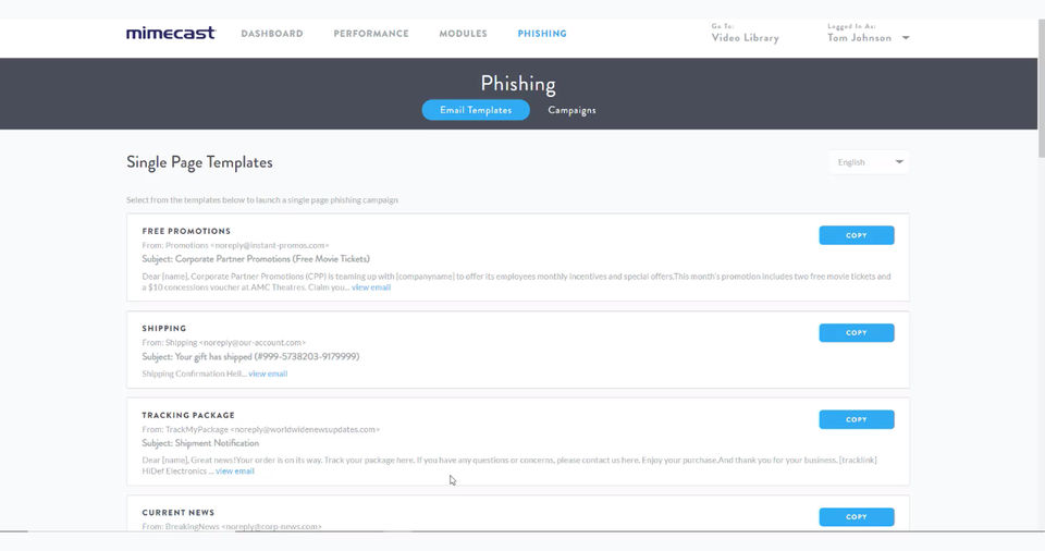 Mimecast Awareness Training screenshot