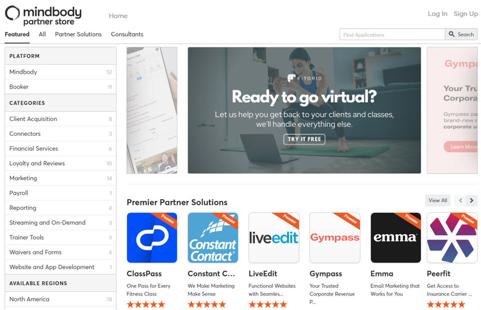 Mindbody screenshot 2