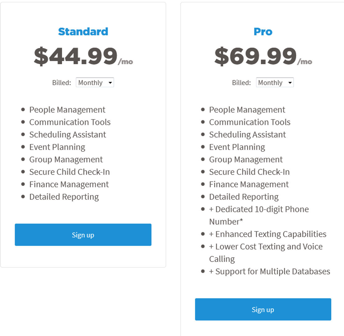 Ministry Tracker pricing 1