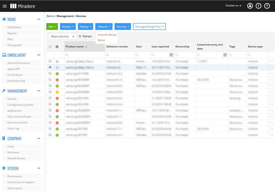 Miradore screenshot 3