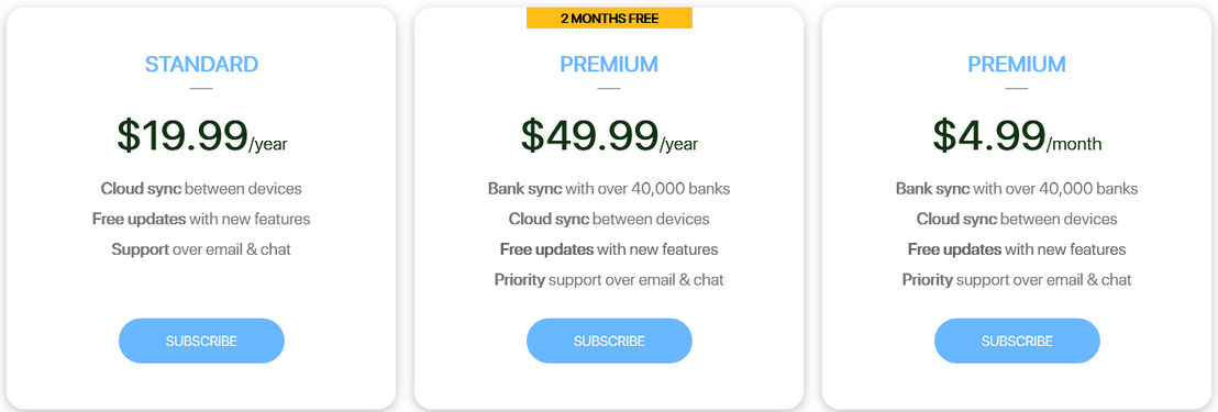 MoneyWiz pricing 2