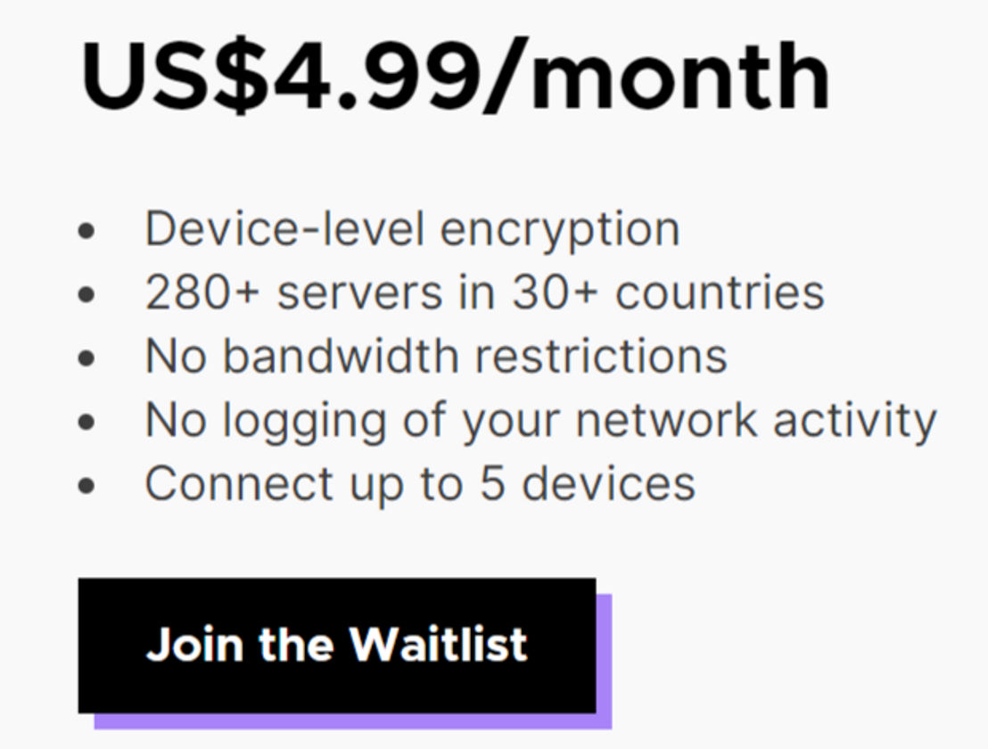 Mozilla VPN pricing 1