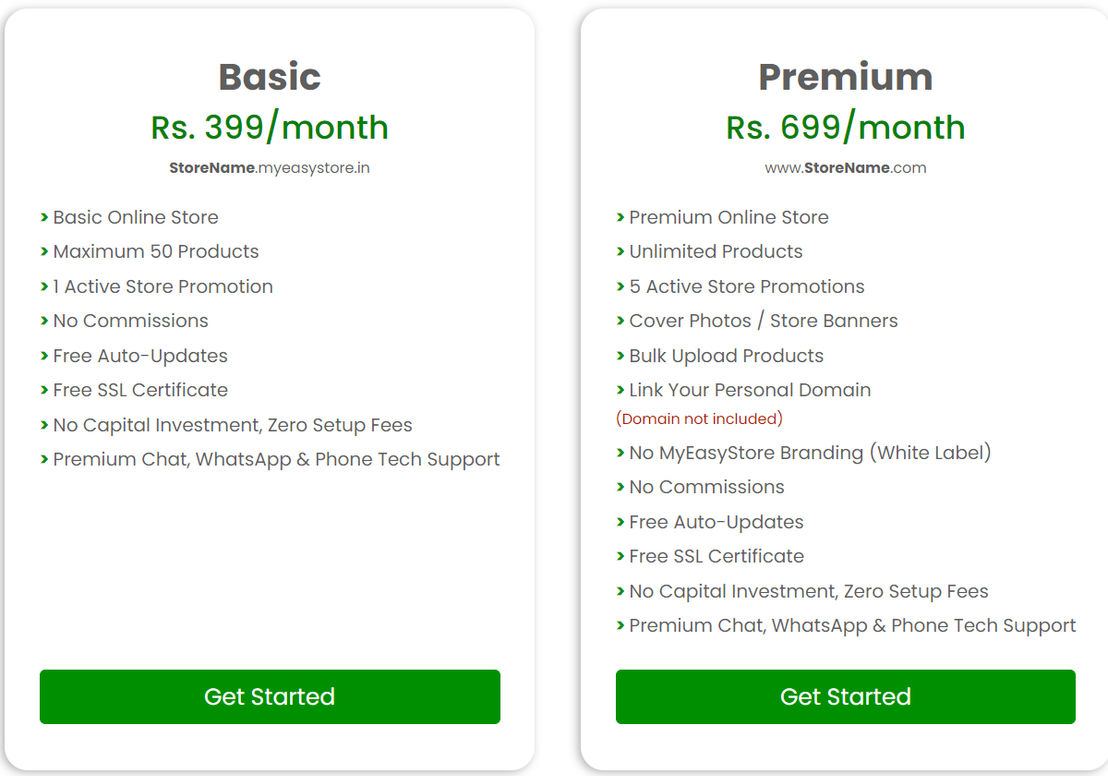 MyEasyStore pricing 1