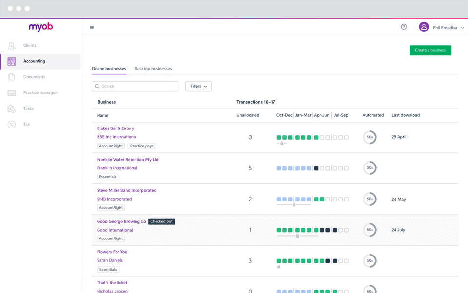 MYOB screenshot 2