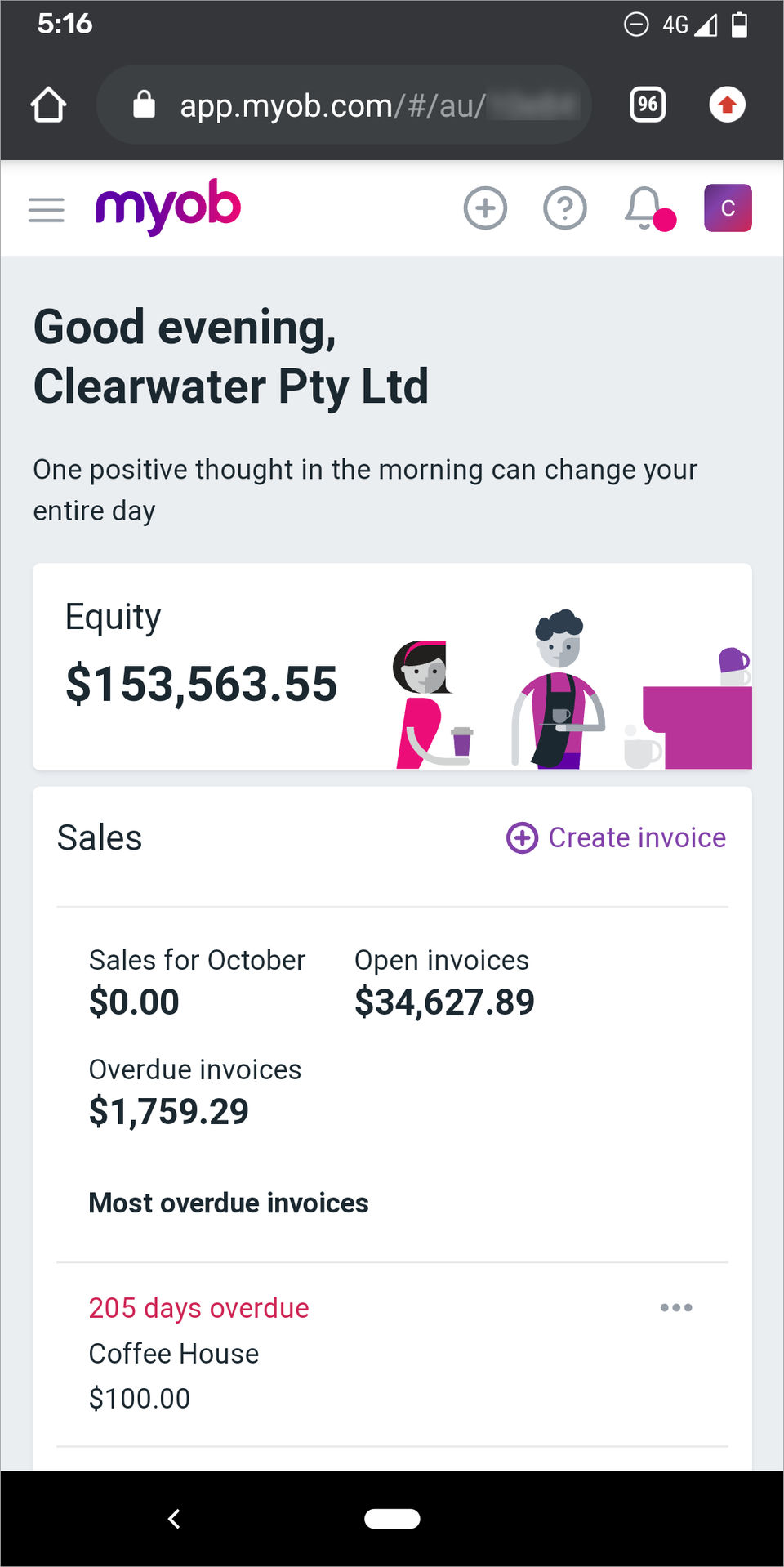 MYOB screenshot 1