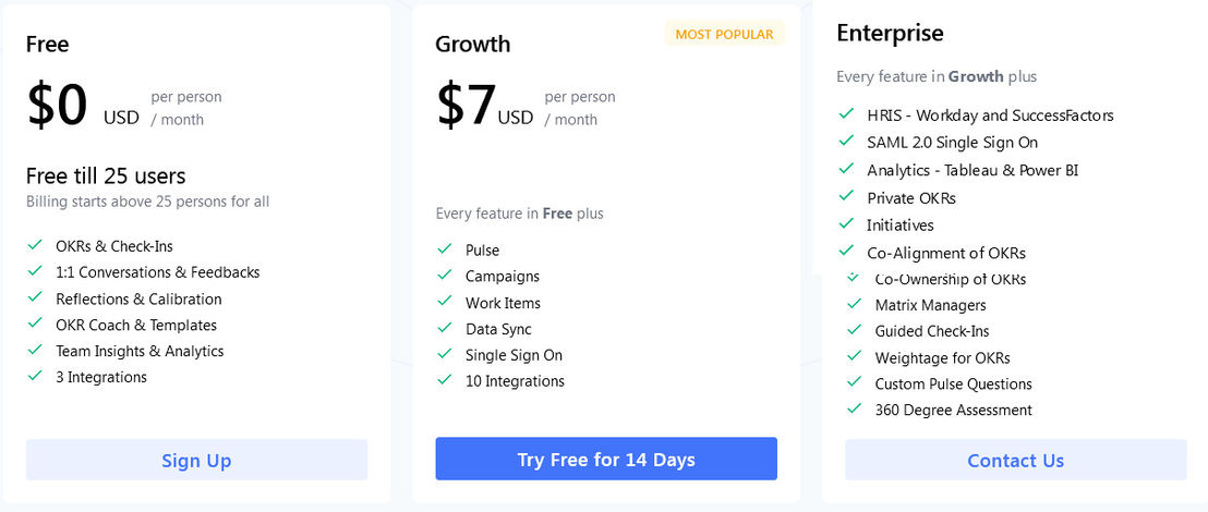 myOKR pricing 2
