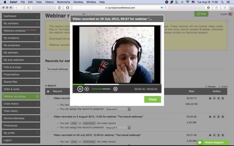 MyOwnConference screenshot