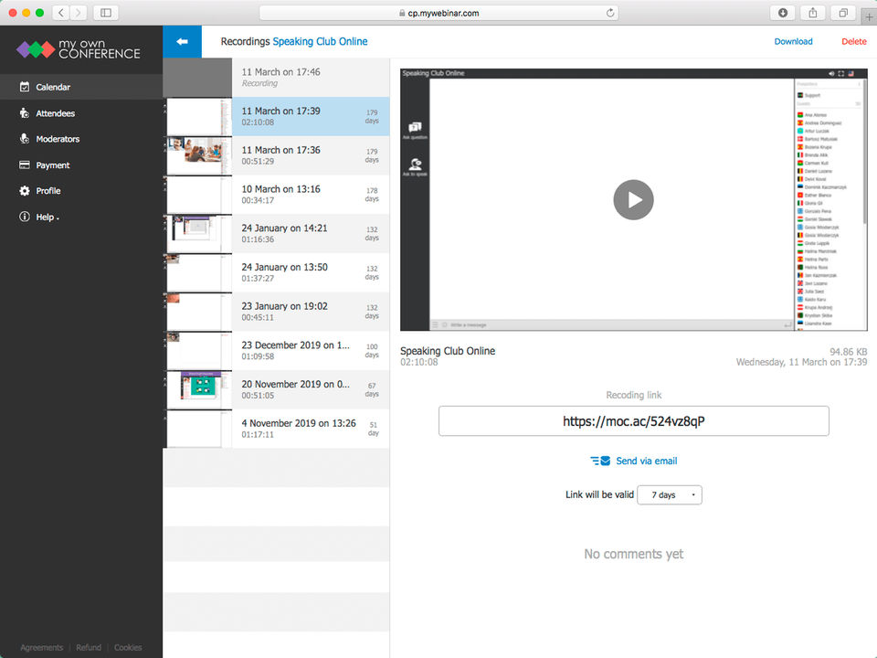 MyOwnConference screenshot
