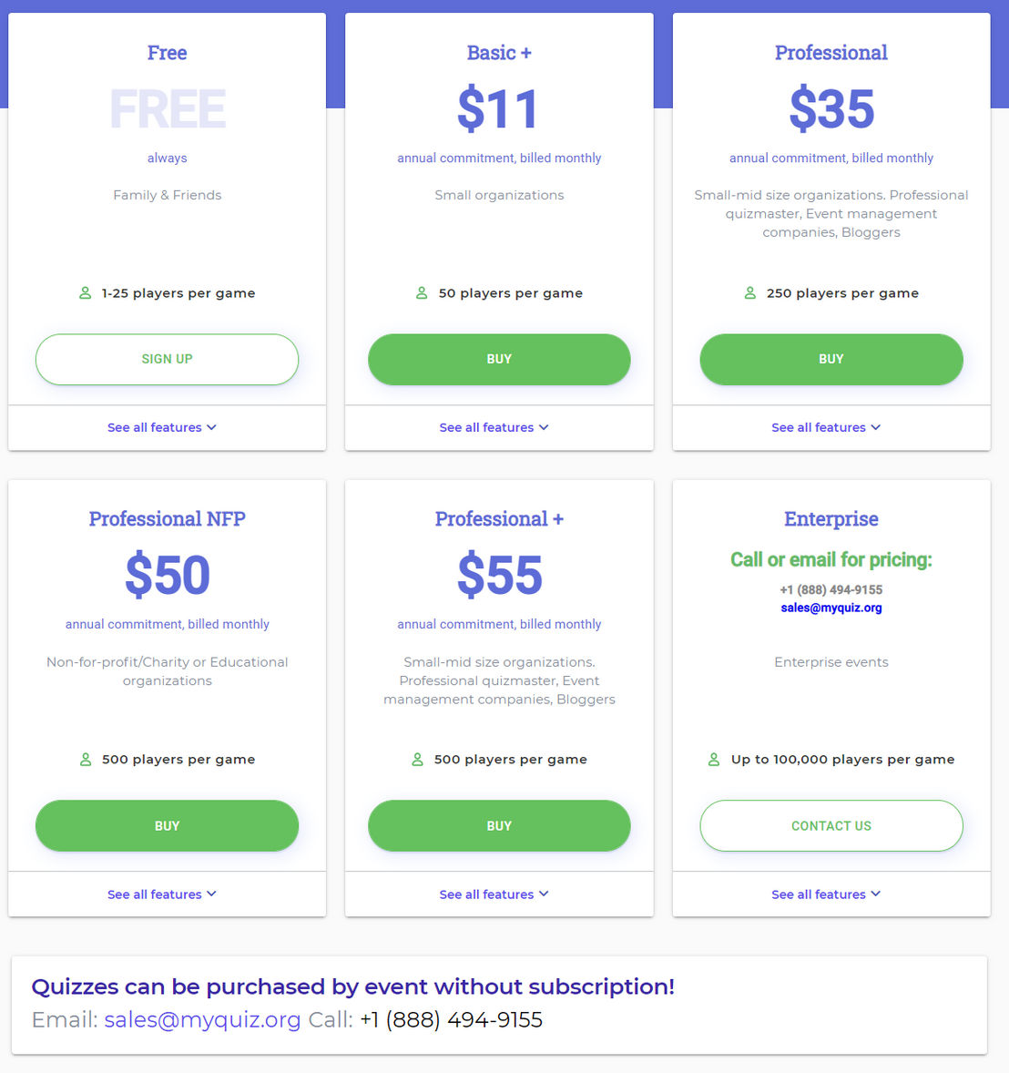 myQuiz pricing 1