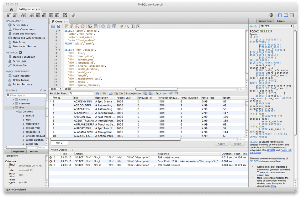 MySQL screenshot 1