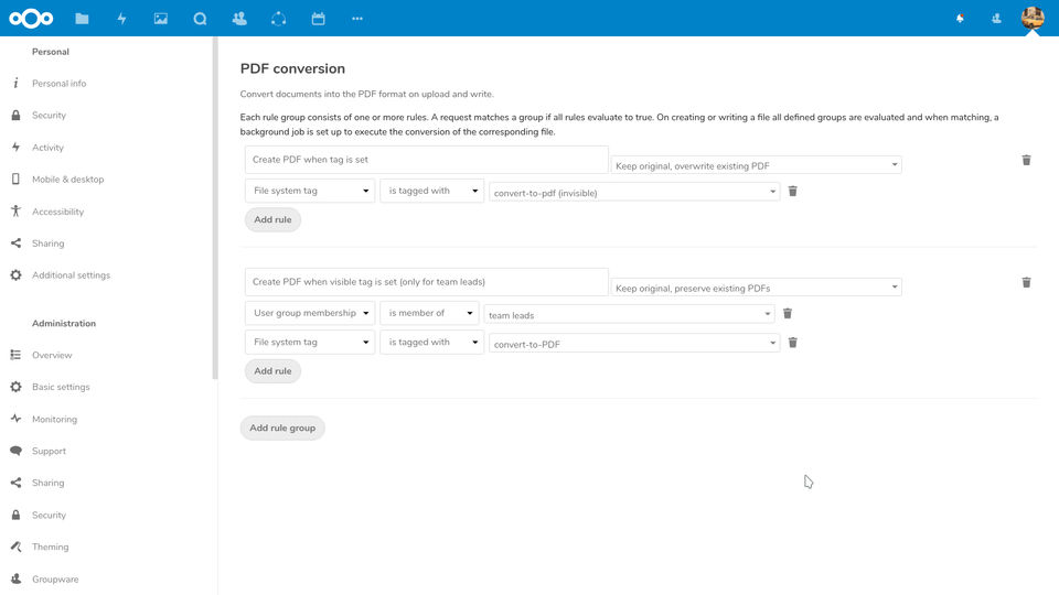 Nextcloud screenshot