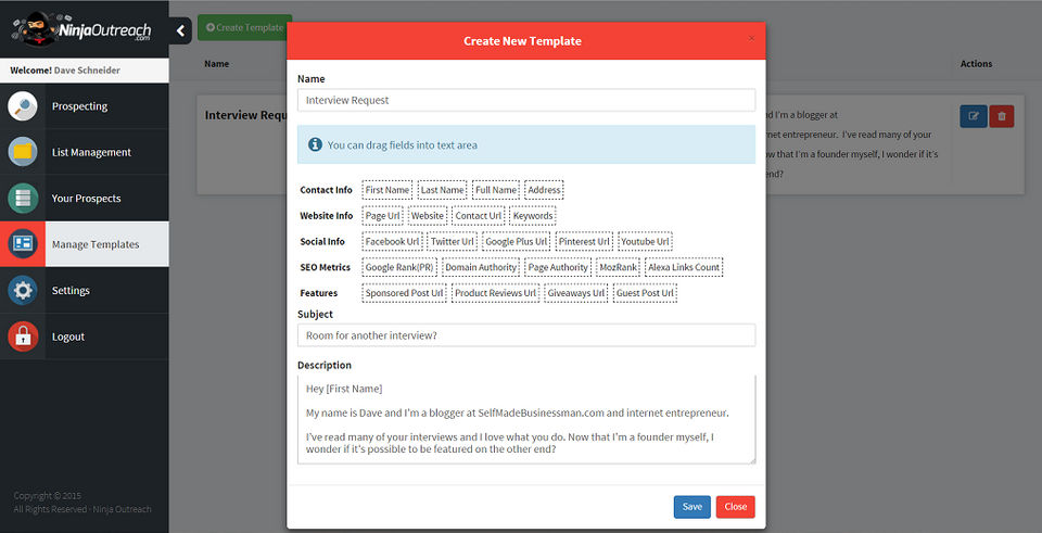 NinjaOutreach screenshot