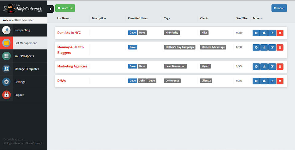 NinjaOutreach screenshot