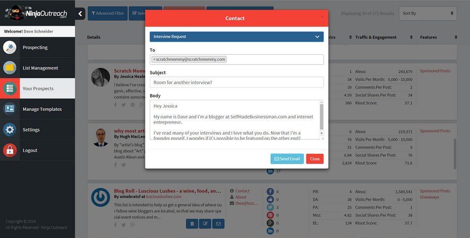 NinjaOutreach screenshot