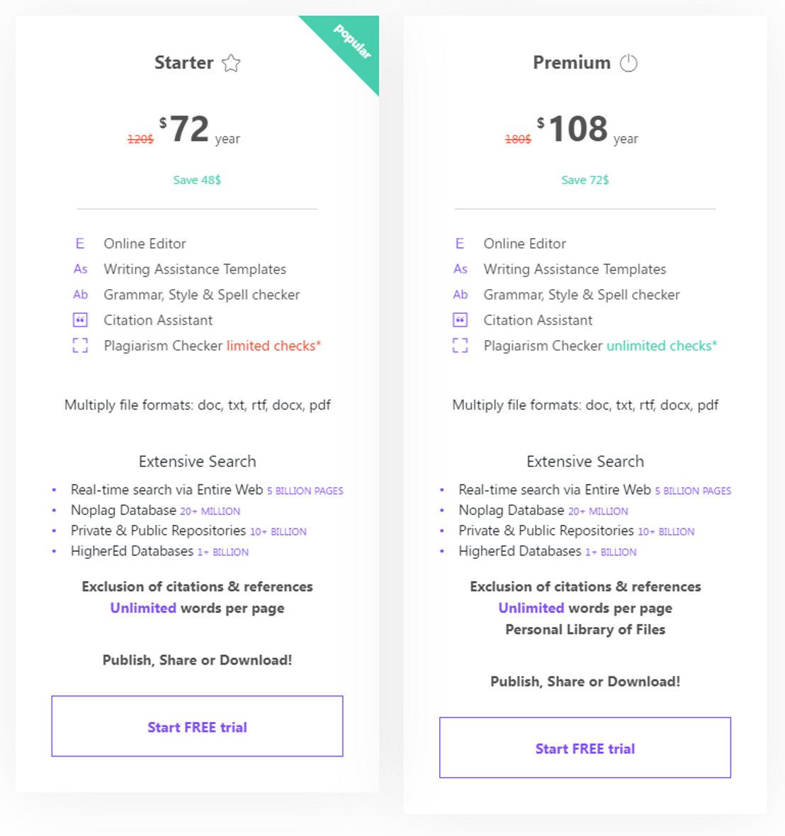 Noplag pricing 1