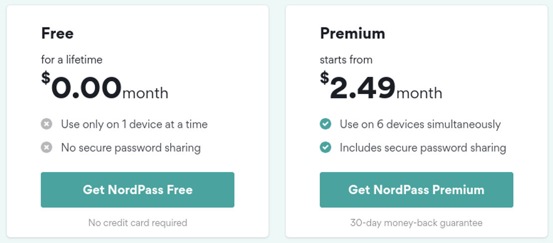 NordPass pricing 1
