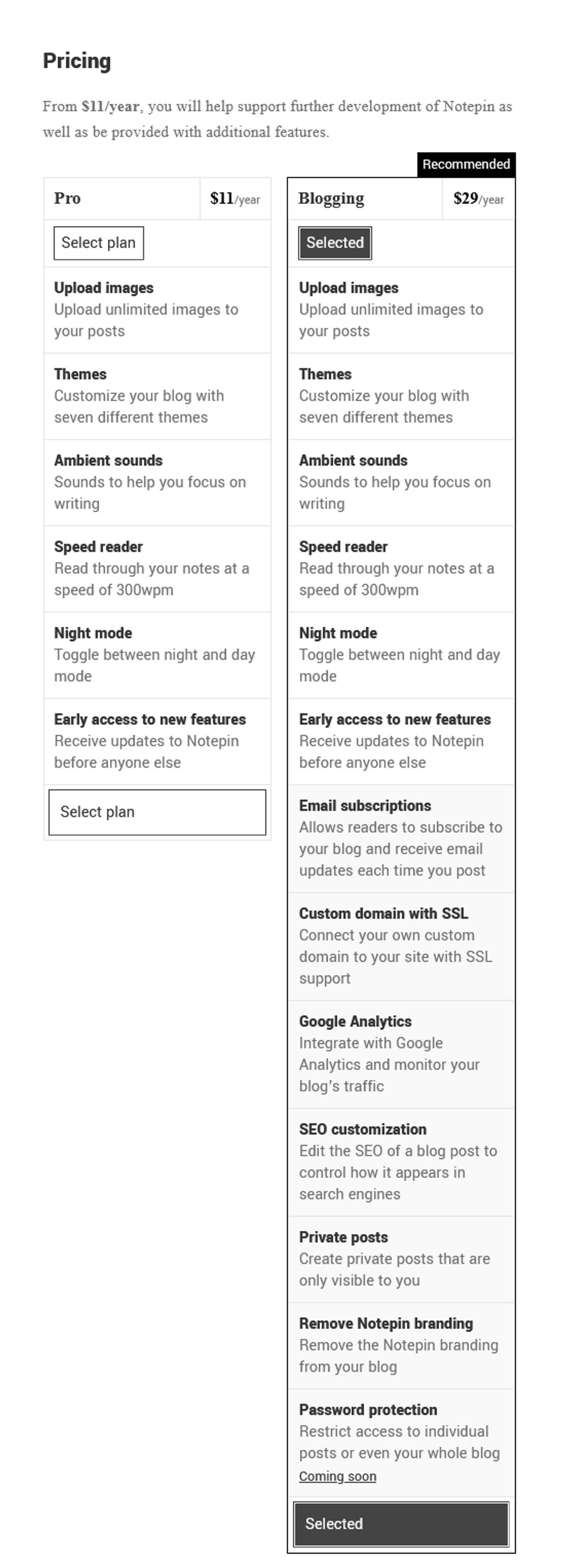 Notepin pricing 1
